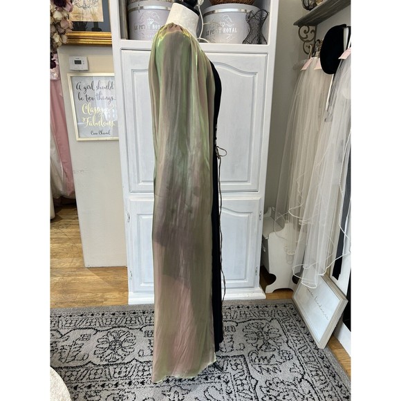 Shakespearian Dress Costume Black Ponte Knit Silk Cape Long Sleeves Front Tie M - Picture 7 of 9